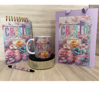 Personalized Religious Kit – Notebook, Mug, and Pen with a Message of Faith